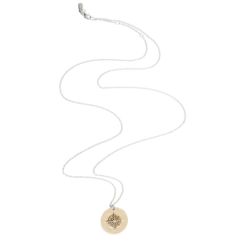 "True North" Compass Musing Necklace in Bronze - 32"L Chain