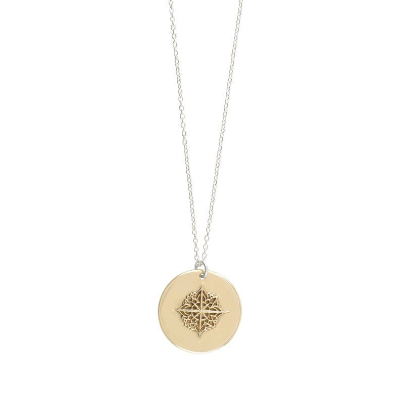 "True North" Compass Musing Necklace in Bronze - 32"L Chain