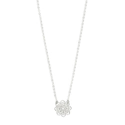 Petite Open Heart Mandala Necklace in Silver