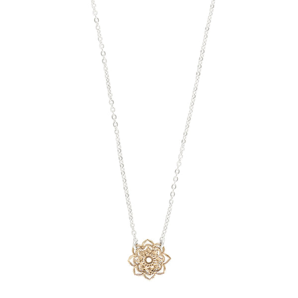 Petite Open Heart Mandala Necklace in Bronze