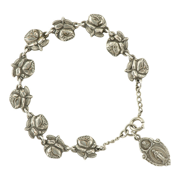 European Rosebud Saint Medal Bracelet