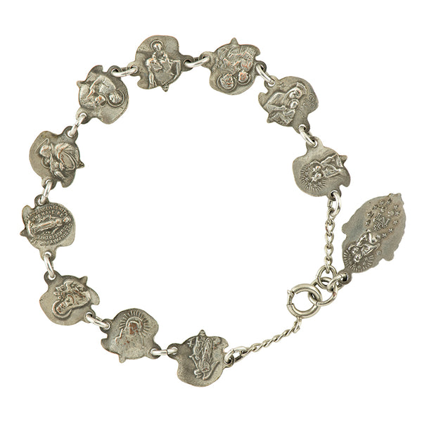 European Rosebud Saint Medal Bracelet
