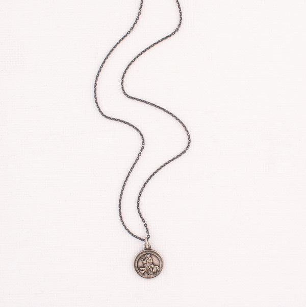 Vintage Our Lady of Purity Saint Medal Necklace - v120