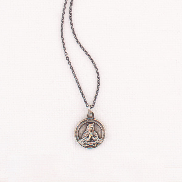 Vintage Our Lady of Purity Saint Medal Necklace - v120