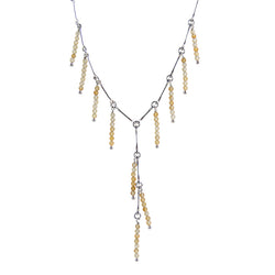 Up All Night Cascading Stone Necklace in Citrine- Silver