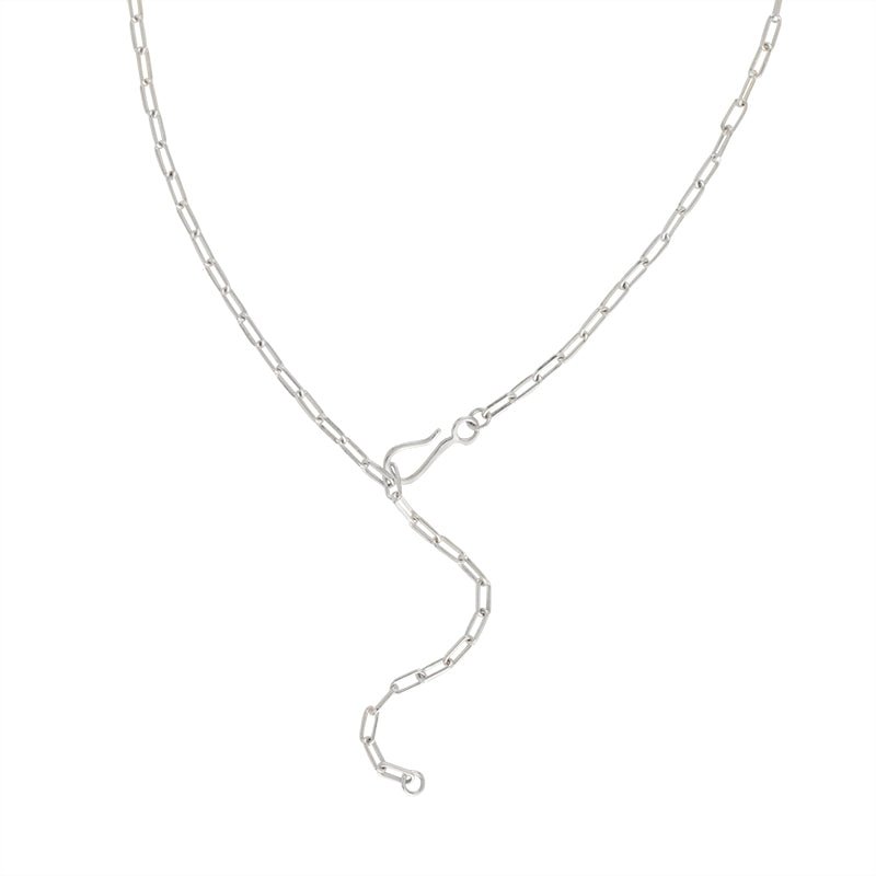 Paperclip Chain Necklace in Silver - Small Link - 18" L