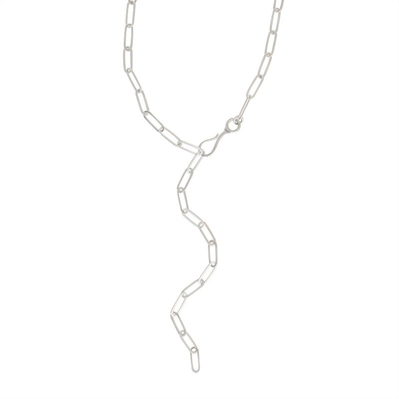 Paperclip Chain Necklace in Silver - Large Link - 18" L