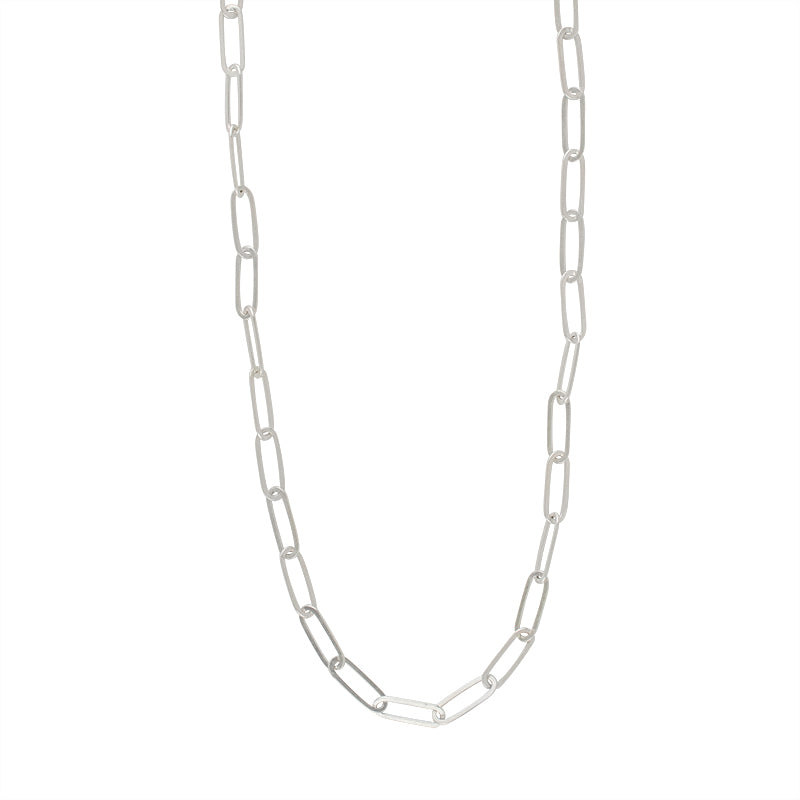 Paperclip Chain Necklace in Silver - Large Link - 18" L