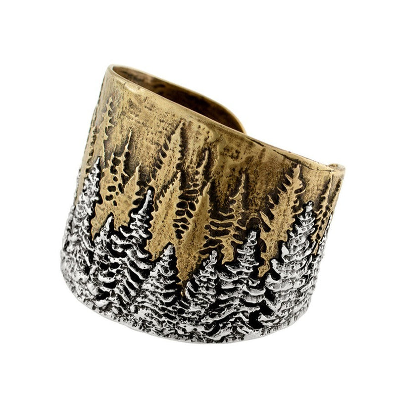 Treeline Cuff in Bronze with Silver - Wide