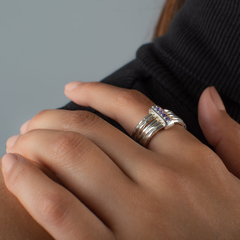 Stacks and Stones Ring in Silver