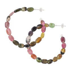 Superpower Stone Hoops in Tourmaline - Large