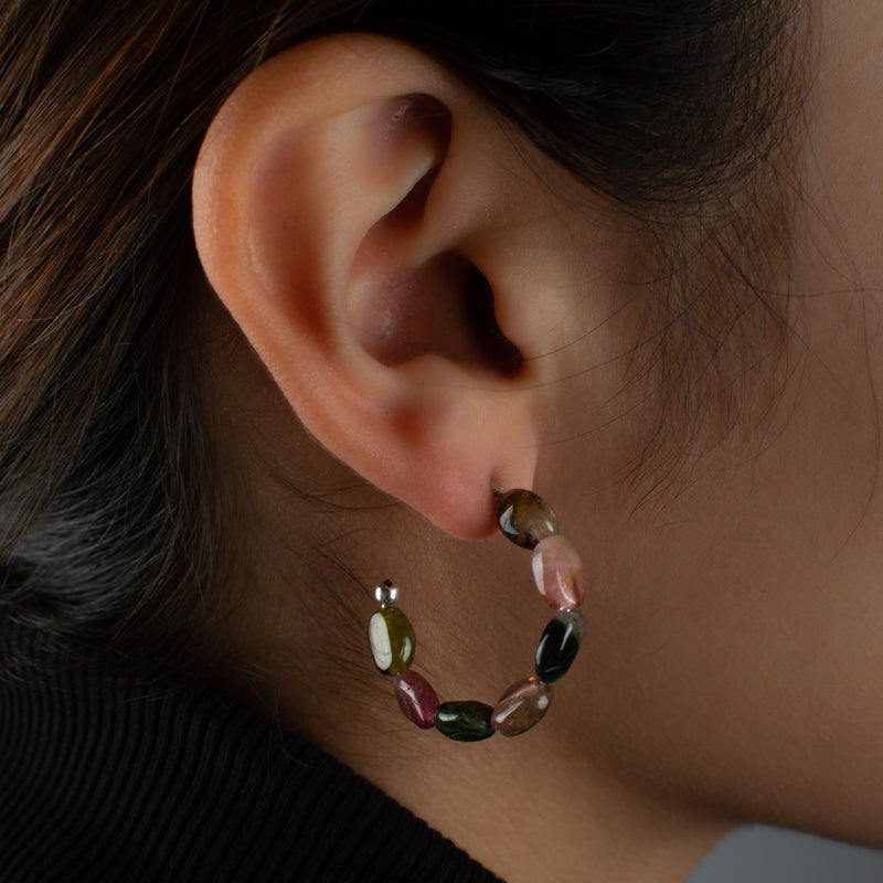 Superpower Stone Hoops in Tourmaline - Small