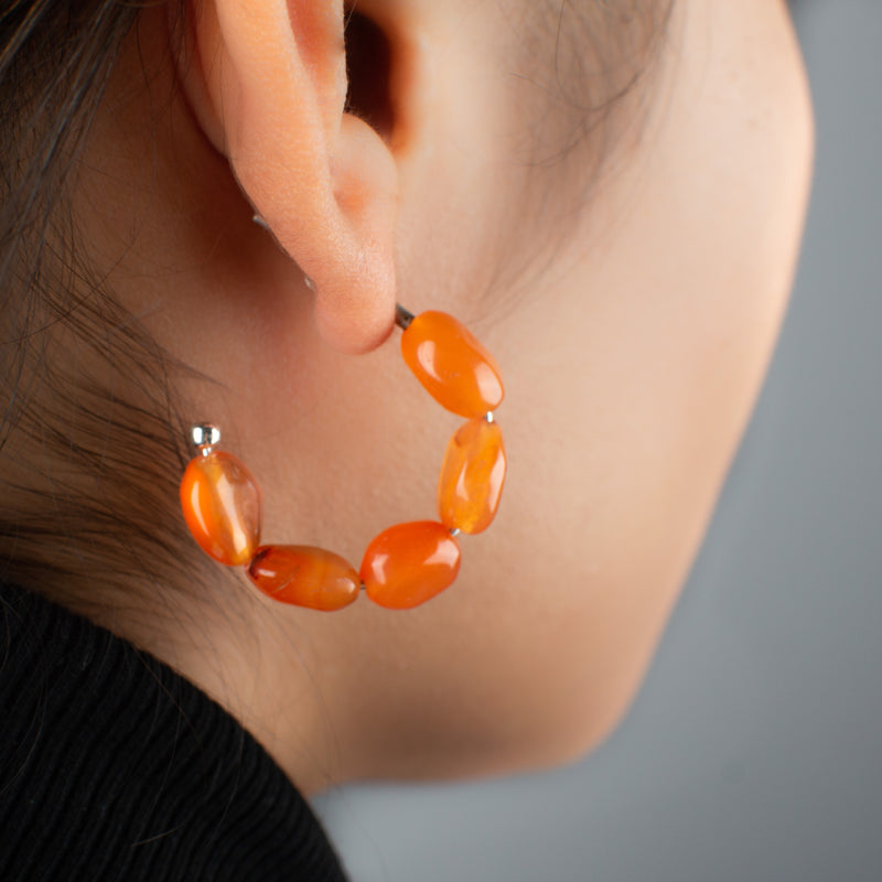 Superpower Stone Hoops in Carnelian - Small