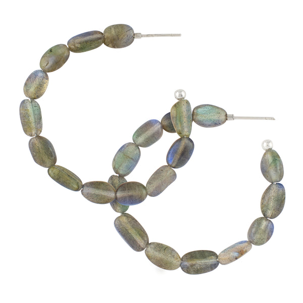 She's Got Stones Hoops in Labradorite - Large