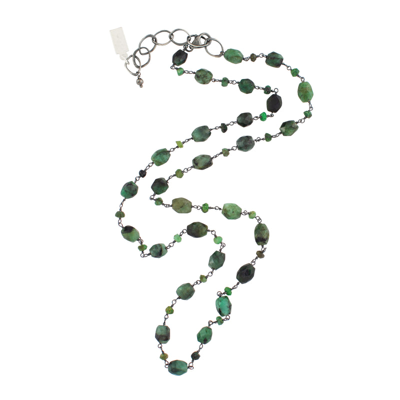 Stone Strand Necklace - Natural Emerald - 22-24"
