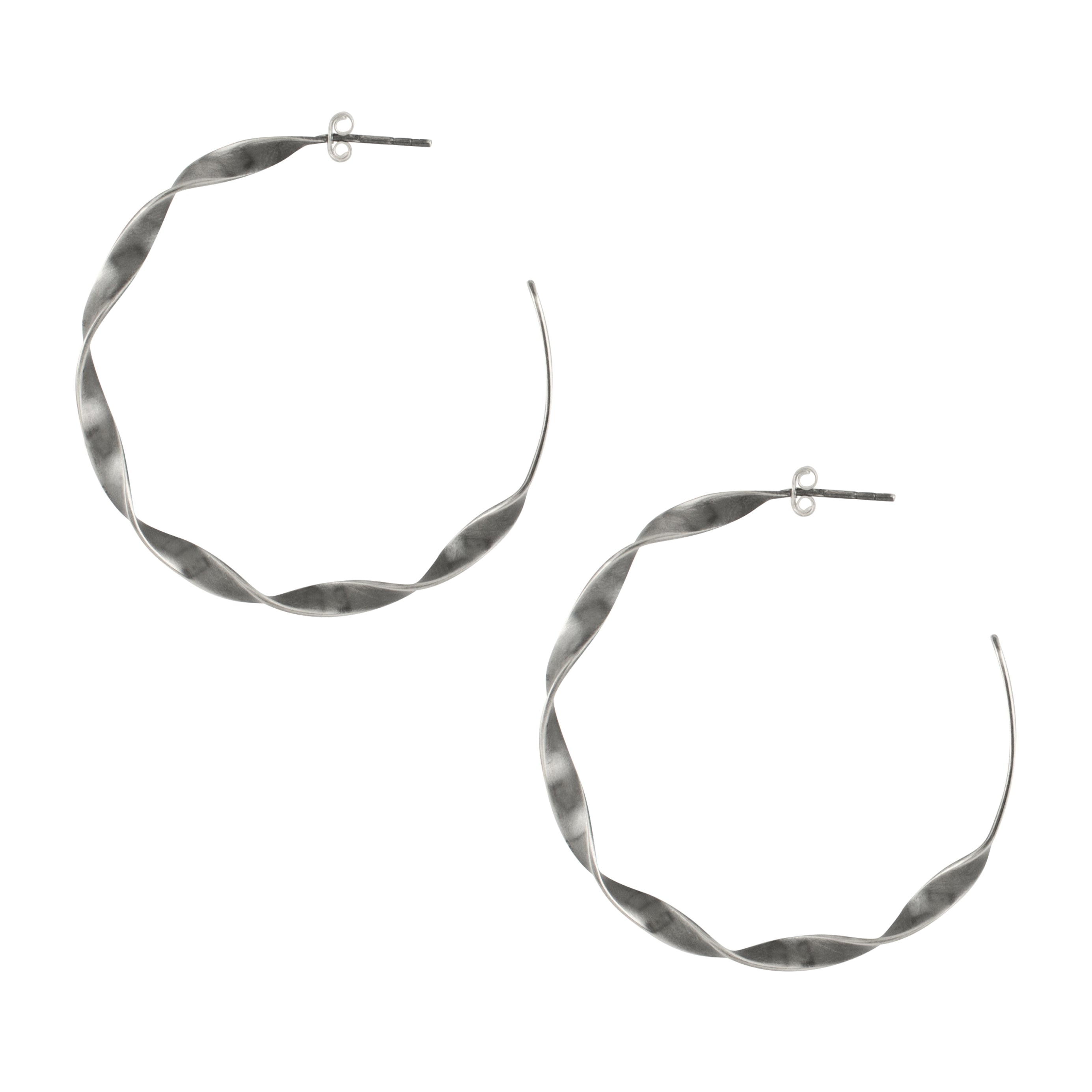 She's Twisty Hoops in Antiqued Silver - 2" - FINAL SALE