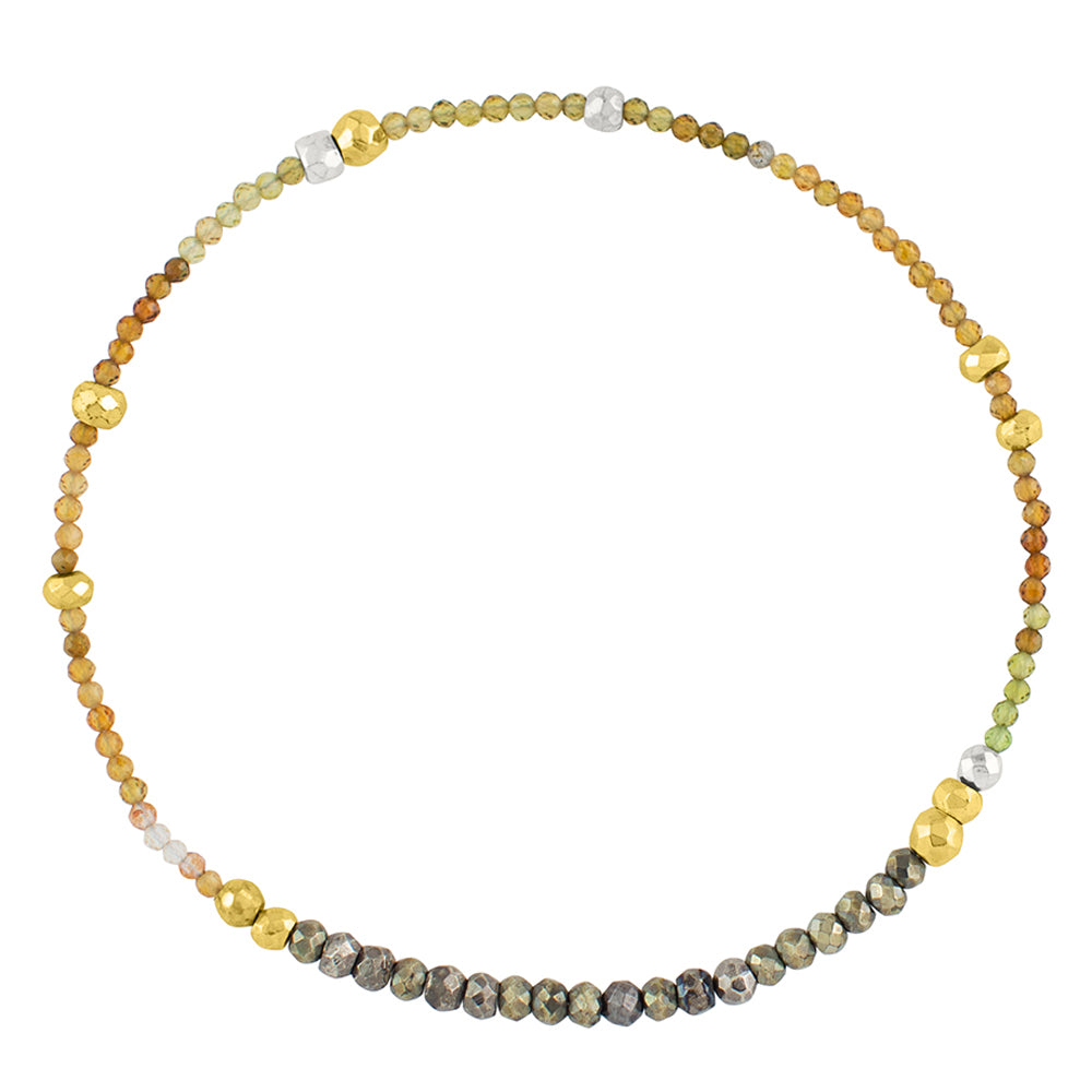 Pyrite's Booty Bracelet in 2mm Petro Tourmaline & Antiqued Pyrite