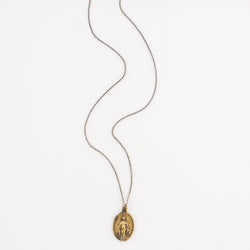 Vintage Miraculous Mary Medal Necklace v180