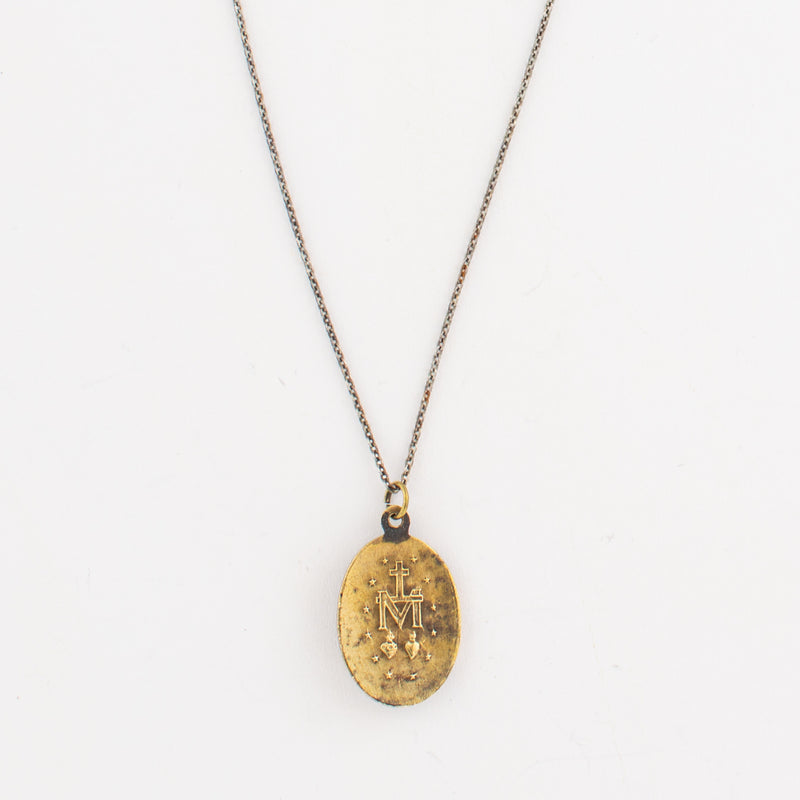 Vintage Miraculous Mary Medal Necklace v180