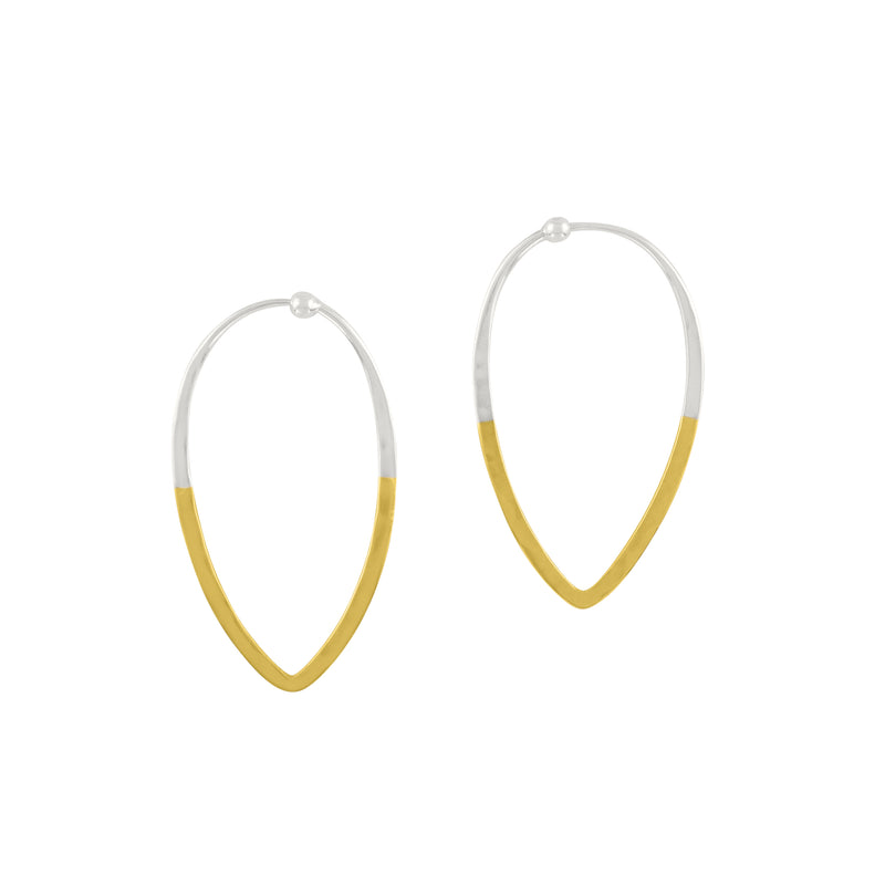 Gold Dipped Petal Hoops - 1 1/2"