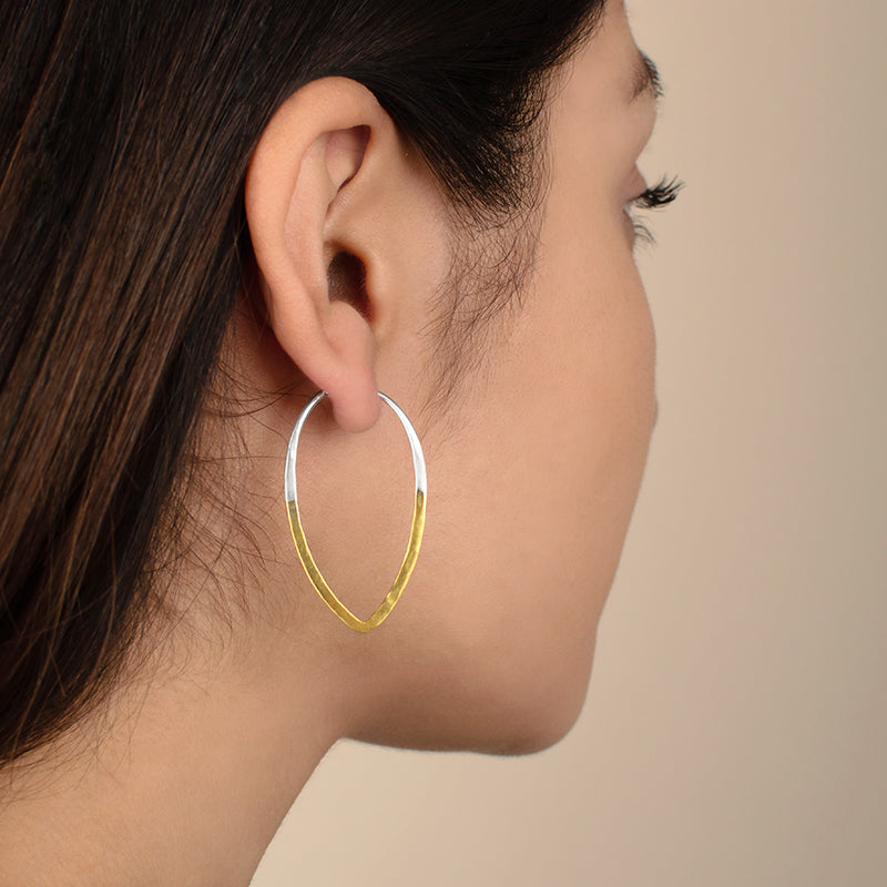Gold Dipped Petal Hoops - 1 1/2"