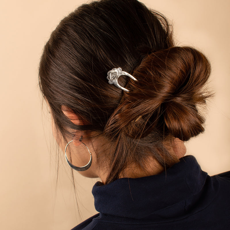 Herkimer Protector Hair Pin in Silver - Large