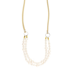 Double Strand Pearl & Leather Necklace
