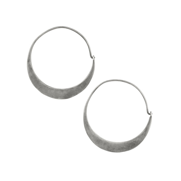 Arc Hoops in Antiqued Silver - 1 1/2"