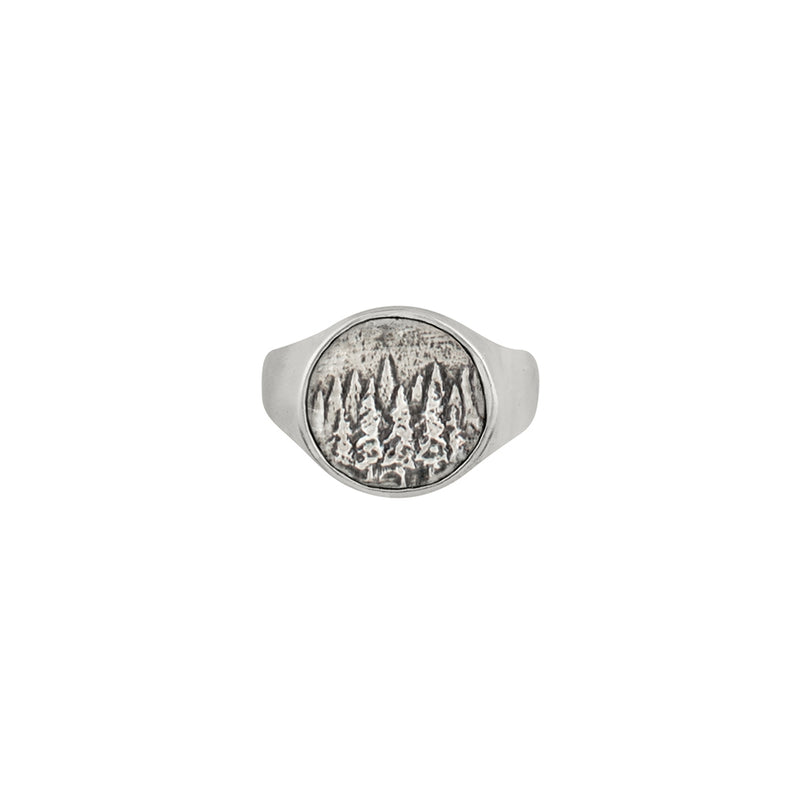 Elements Signet Ring - Treeline in Silver