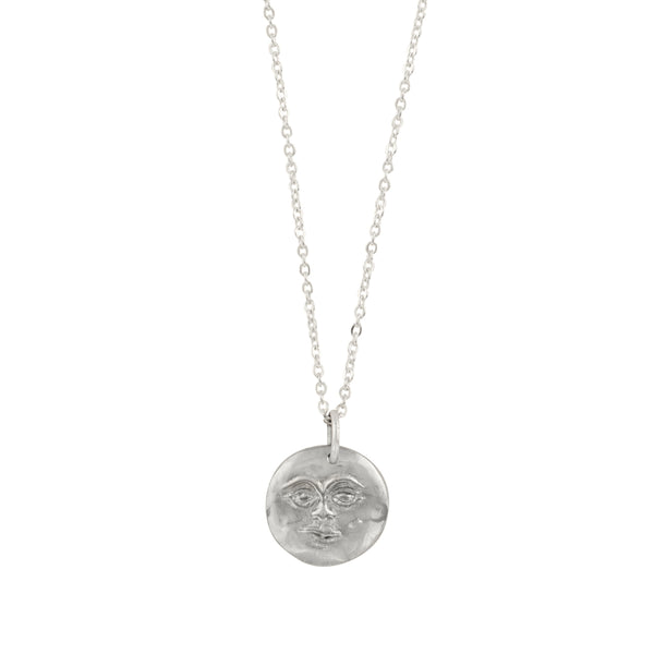 Moon Face Mini Musing Necklace in Silver