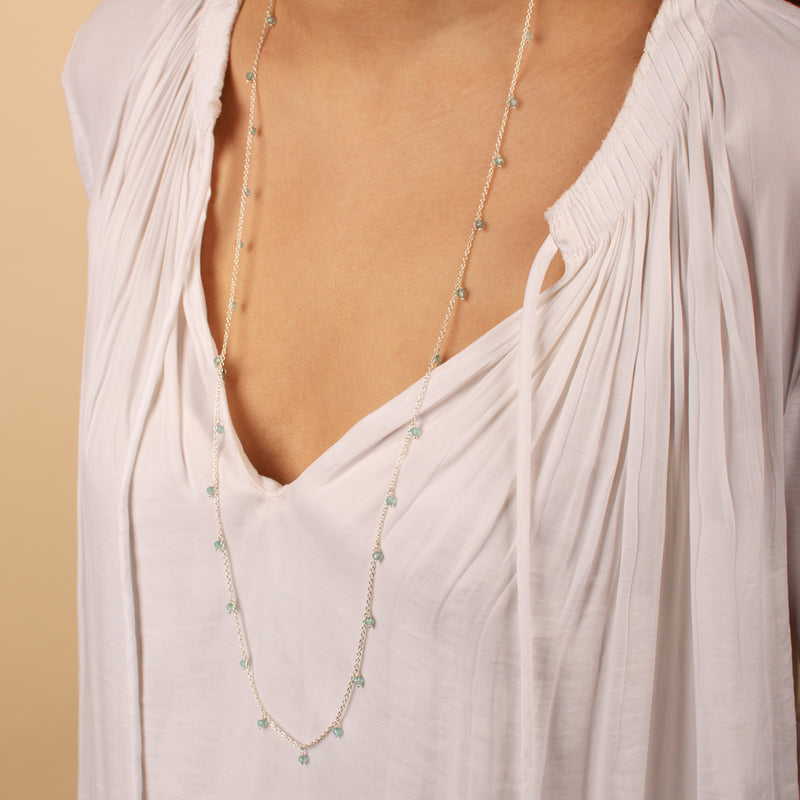Falling Stones Necklace in Blue Apatite