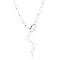 Stony Carabiner Necklace in Labradorite