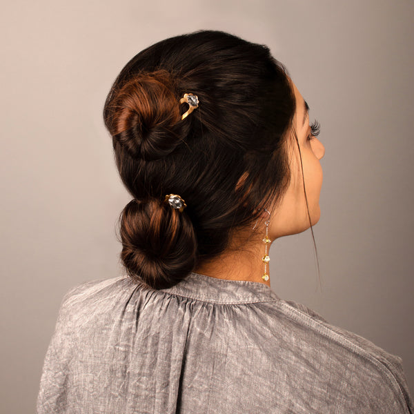 Herkimer Protector Hair Pin in Bronze & Silver - Small