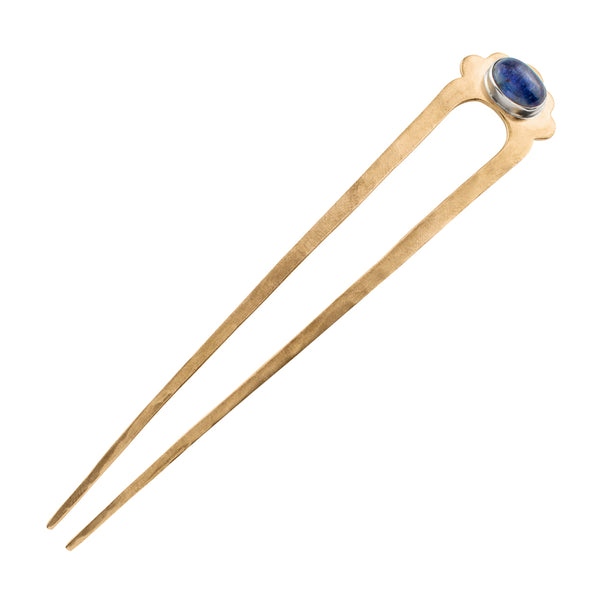 Kyanite Protector Hair Pin in Bronze & Silver - Large