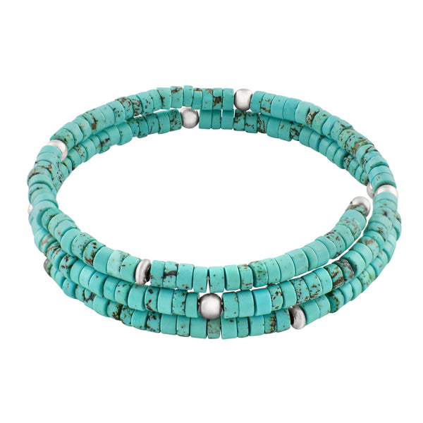 Turquoise Heishi Coil Bracelet