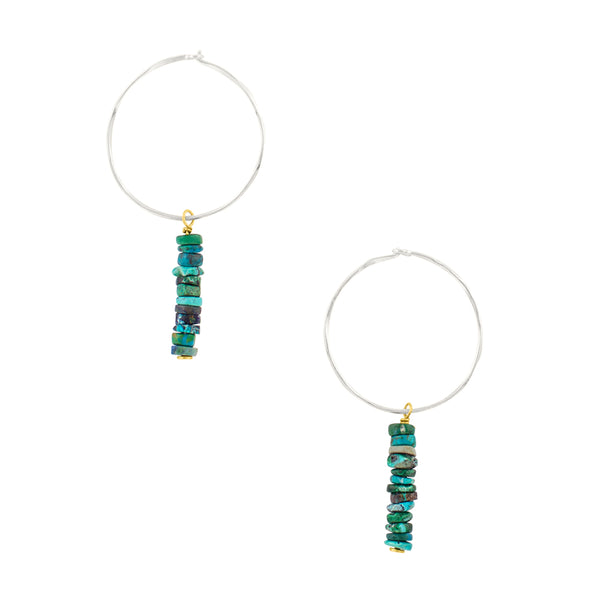 Chrysocolla Heishi Hoops