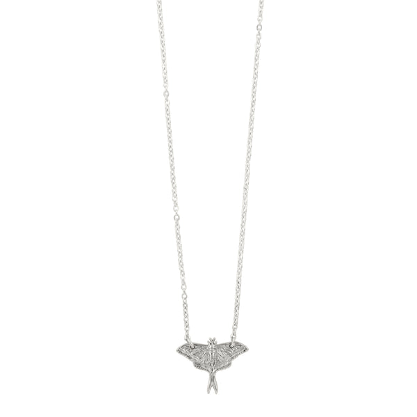 Small Luna Moth Necklace in Silver