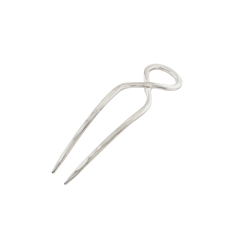 Hourglass Hair Pin in Silver - Small