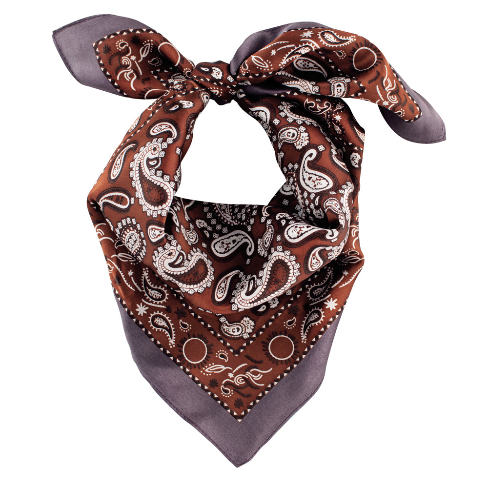 Bordered Silk – Collective Good & The - Copper Paisley Scarf Pewter