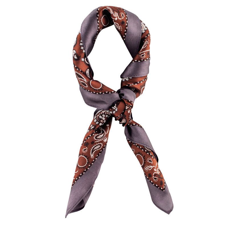 Bordered Silk Paisley Scarf Collective The & Pewter - Good Copper –