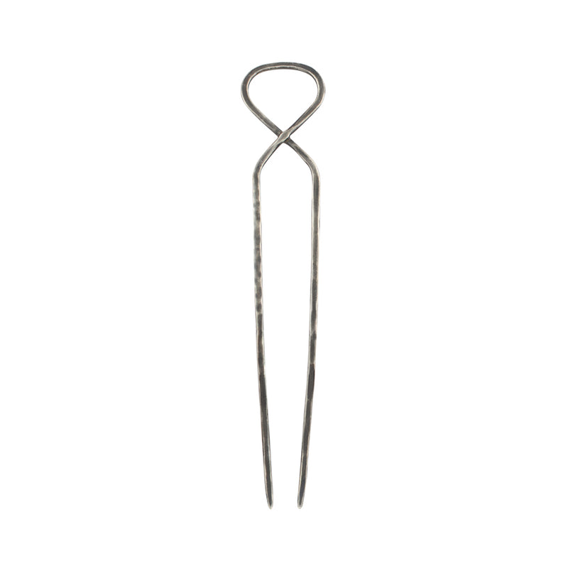 Hourglass Hair Pin -in Antiqued silver - Large