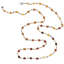 Stone Strand Necklace - Hessonite - 32"