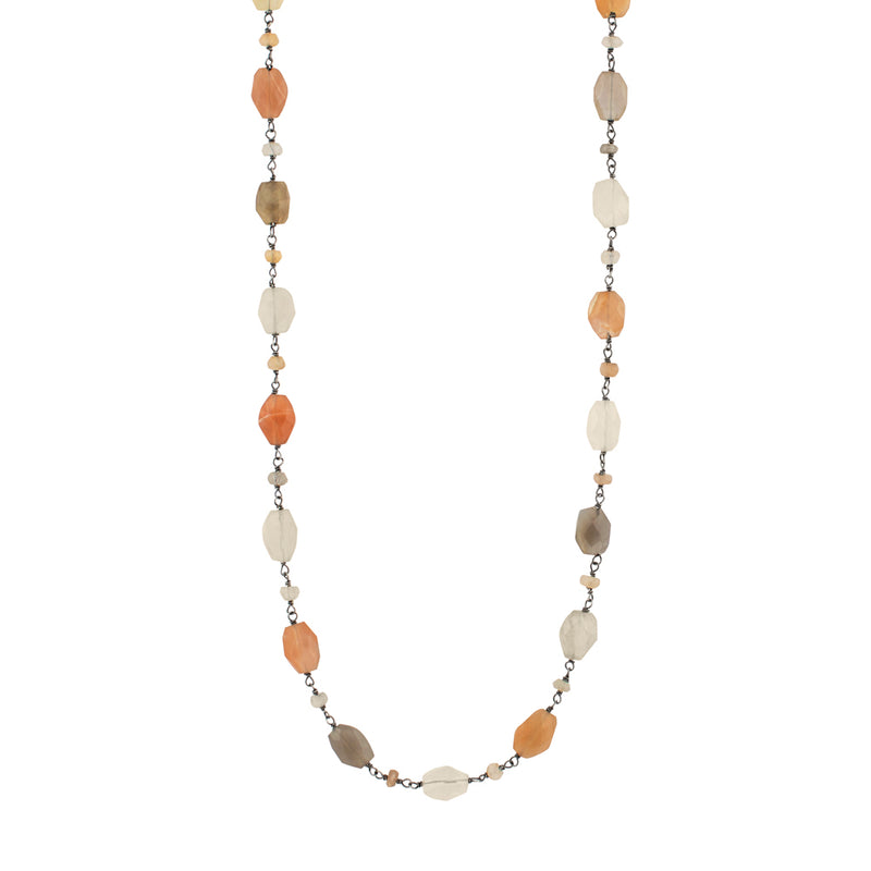 Stone Strand Necklace - Shaded Moonstone -32"