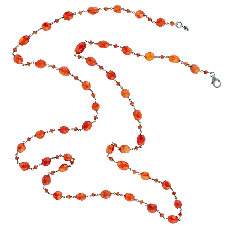 Stone Strand Necklace - Carnelian -32"