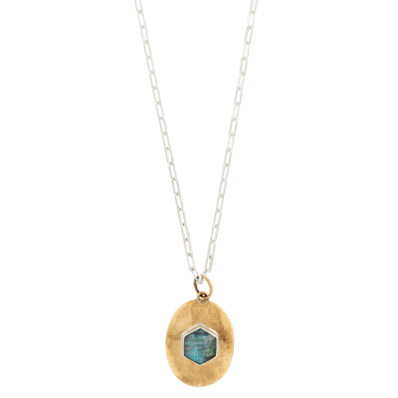 Vortex Medallion Necklace in Bronze & Labradorite