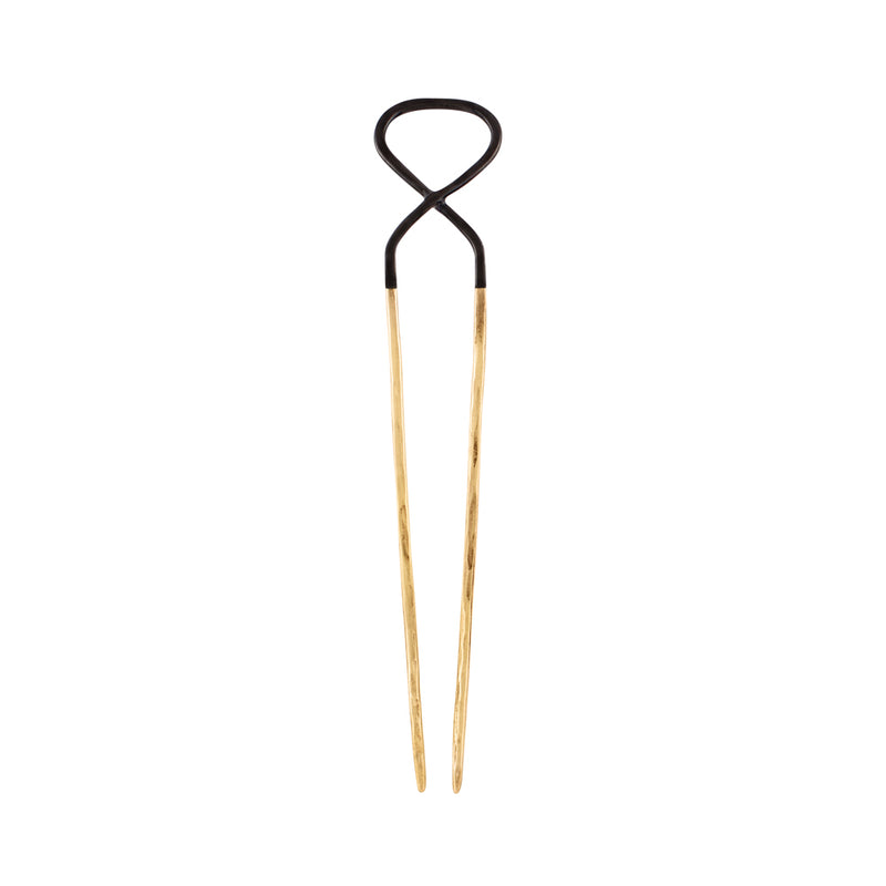 Hourglass Hair Pin in Bronze & Rhodium Dip - Large