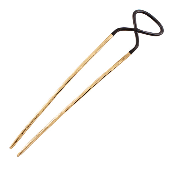 Hourglass Hair Pin in Bronze & Rhodium Dip - Large