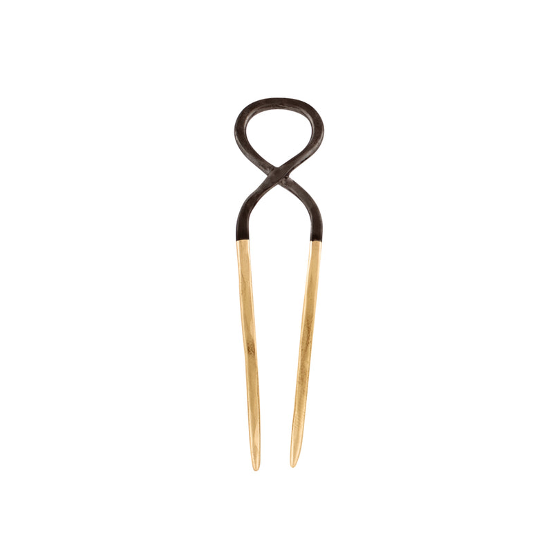 Hourglass Hair Pin in Bronze & Rhodium Dip - Small