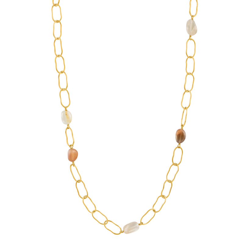 Magic Bean Stone Necklace in Shaded Moonstone & Gold