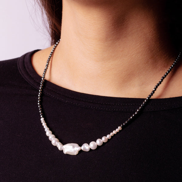 Graduated Pearl & Stone Necklace
